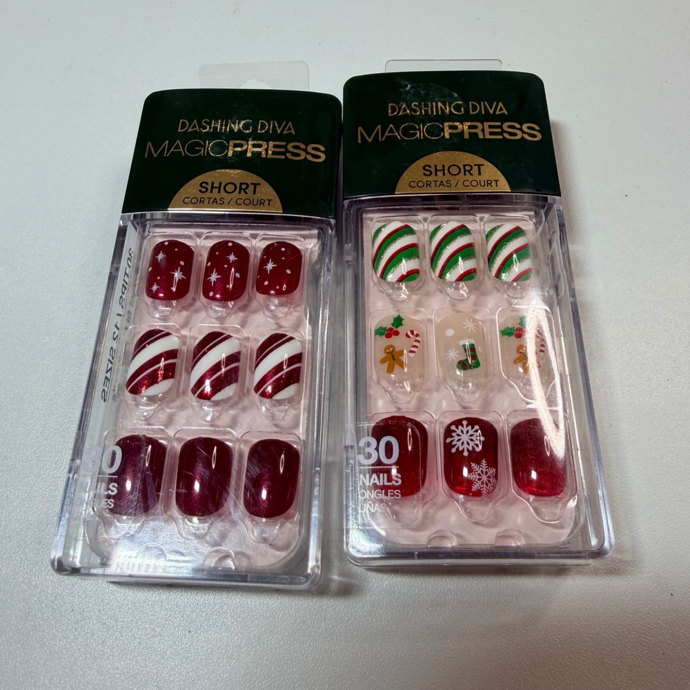 Dashing Diva Magic Press Short Nails Christmas Candied Apples Hot Toddy 2pk